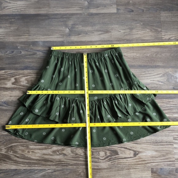 Madewell Pull On Ruffle Tiered Mini Skirt Dot Daisie Dark Forest Green - Picture 12 of 12